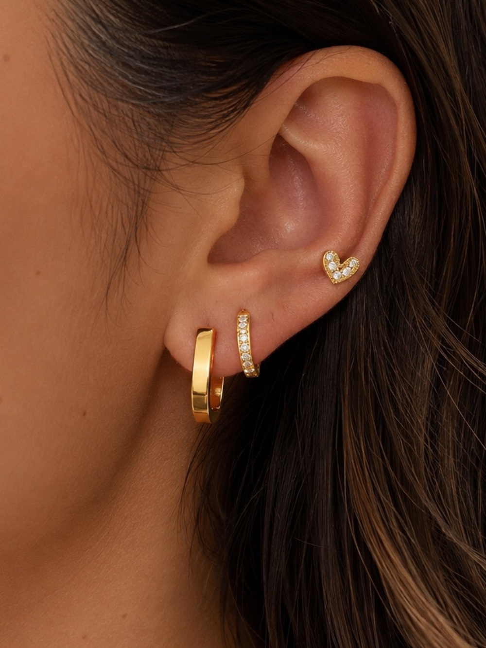 3 Pairs | 18K Gold Plated Earring Set | Waterproof & Sweatproof